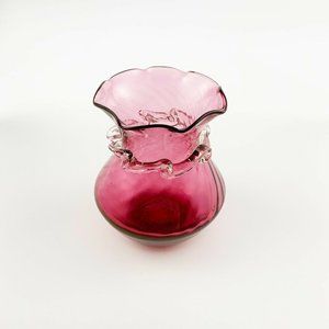 Vintage Pilgrim Pink Cranberry Glass Bud Vase Thanksgiving Decor